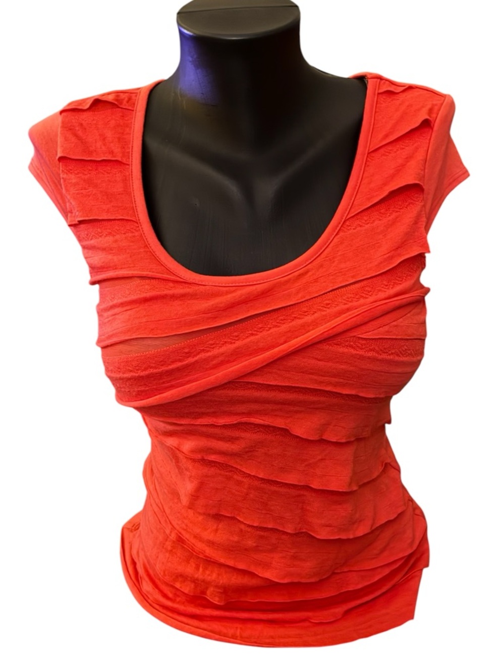 Iz Byer Orange Layered Scoop Neck Crop Top